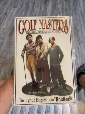 Three Stooges Golf Masters Instructional Academy Metal Tin Sign 8x12 New